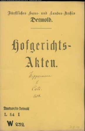 Wippermann, Jobst gegen Hermann Cathe (Cate) - Schuldforderung