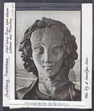 Straßburg,Frauenhaus: Kopf einer Figur vom ehem. Lettner des Münsters