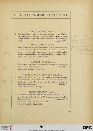 Dienstag, vormittags (Nr. 1-133)