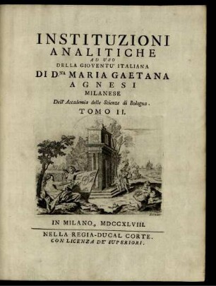 Tomo 2: Instituzioni Analitiche Ad Uso Della Gioventu' Italiana. Tomo 2
