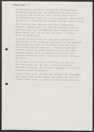 Kurze Einleitung von C. Abbado für das Buch "Das Berliner Philharmonische Orchester mit Claudio Abbado" mit Fotos von Cordula Groth
