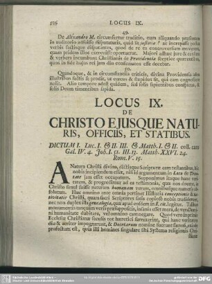 Locus IX. De Christo Eiusque Naturis, Officiis, Et Statibus