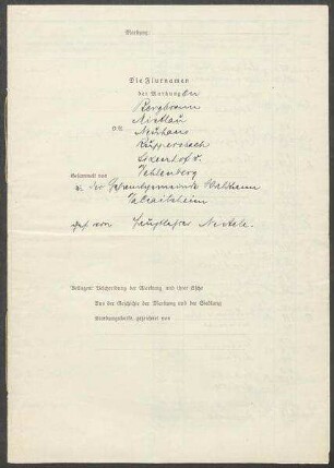 2 Fragebogen und Karte Waldtann, mit Bergbronn, Mistlau, Neuhaus, Ruppersbach, Sixenhof und Vehlenberg, OA Crailsheim