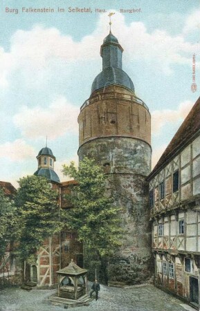 Ansichtskarte Burg Falkenstein im Selketal, Harz. Burghof.