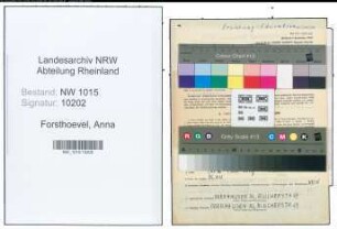Entnazifizierung Anna Forsthoevel , geb. 24.10.1898 (Lehrerin)
