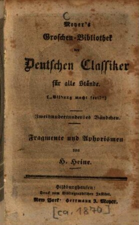 Fragmente und Aphorismen
