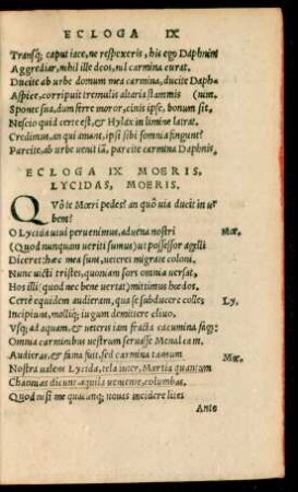 Ecloga IX Moeris ...