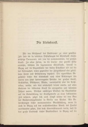 Die Kleinkunst.