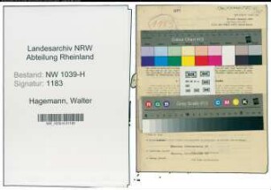 Entnazifizierung Walter Hagemann , geb. 16.01.1900 (Beamter)