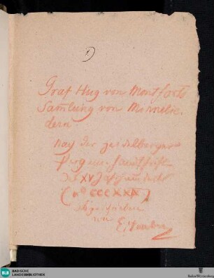 Zwei Abschriften der Heidelberger Handschrift Cpg 329 - Cod. Donaueschingen 68