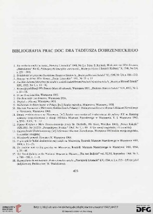 Bibliografia prac doc. dra Tadeusza Dobrzenieckiego