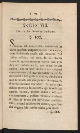 Sectio VIII. De falsis Sensationibus.