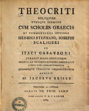 Theocriti reliquiae, 1