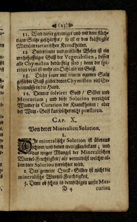 Cap. X. Von derer Mineralien Solution