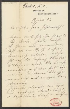 Brief an Ludwig Strecker  an B. Schott's Söhne : 10.07.1903