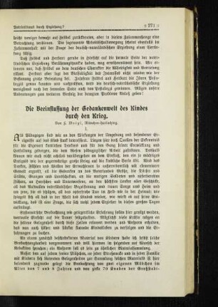 ¬Die¬ Beeinflussung der Gedankenwelt des Kindes durch den Krieg