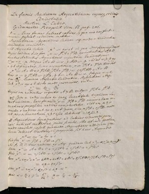 1r-4r, De formis radicum aequationum cuiusque ordinis coniectatio (1738?)