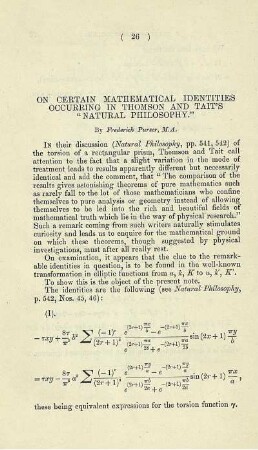 On certain mathematical indentities occurring in Thomson and tait's "Natural Philosophy