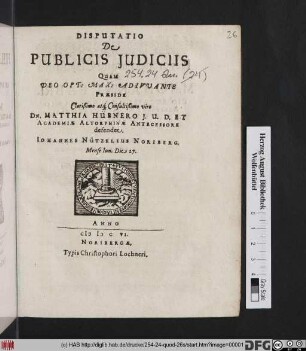 Disputatio De Publicis Iudiciis