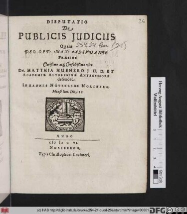 Disputatio De Publicis Iudiciis