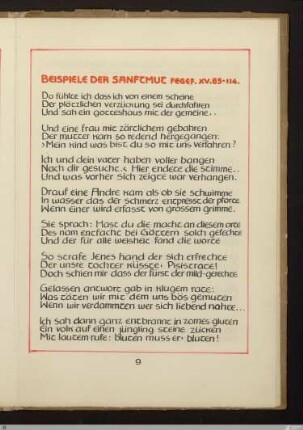 Beispiele der Sanftmut (Gesichte der Sanftmut, Fegefeuer XV, 85 - 114) : [SW X/XI: h7]; [SW X/XI, S. 66-67/179]