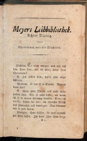 Achter Dialog. Ehrentraut und die Försterin.