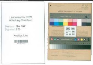 Entnazifizierung Lina Koetter , geb. 26.08.1911 ()