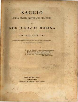Saggio sulla storia naturale del Chili