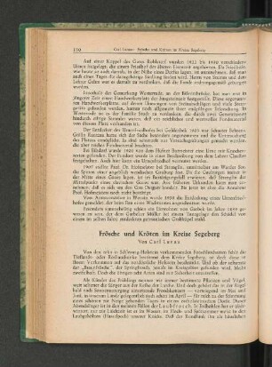 Frösche und Kröten im Kreise Segeberg