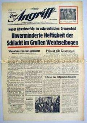 Tageszeitung "Der Angriff" u.a. zum Rückzug der Wehrmacht aus Warschau