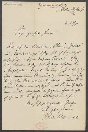 Brief an B. Schott's Söhne : 20.05.1896
