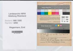 Entnazifizierung Emil Wegermann, geb. 23.09.1900 (Pastor)