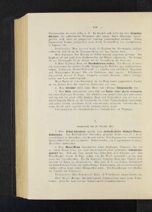 7. Sonnabend, den 21. Oktober 1911.