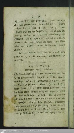 Achter Brief. Hannover. Berge. Göttingen