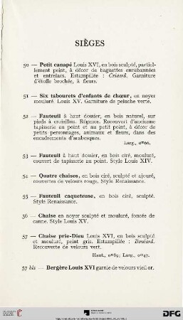 Sièges (Nr. 50-68)