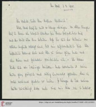 Brief von Heinrich Gwinner an Gustav Radbruch