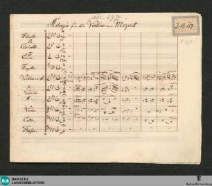 Sonatas. Excerpts Arr - JWK Mus.Ms. 69 a : vl, orch; E|b; KV 481/2