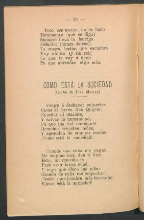 Como está la sociedad : (Cantos de Juan Macana)