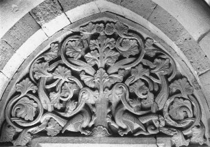 Halberstadt, Dom St. Stephanus und St. Sixtus, Vorhalle, Nordwand, Portal zum Turm, Tympanon