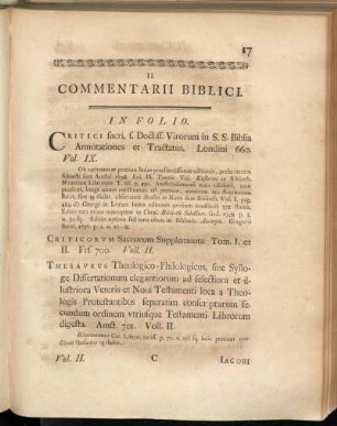 II. Commentarii Biblici.