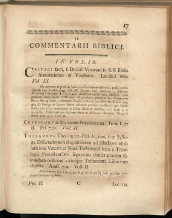 II. Commentarii Biblici.