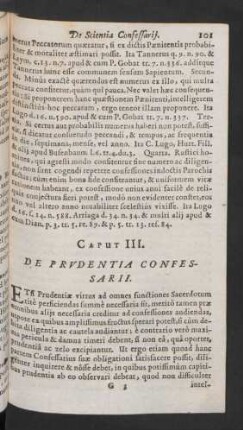 Caput III. De Prudentia Confessarii.