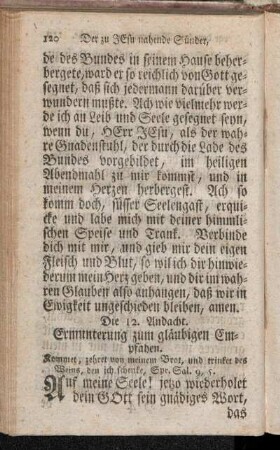 Die 12. Andacht. Ermunterung zum gläubigen Empfahen.