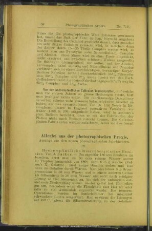 Allerlei aus der photographischen Praxis, Auszüge aus den neuen photographischen Jahrbüchern