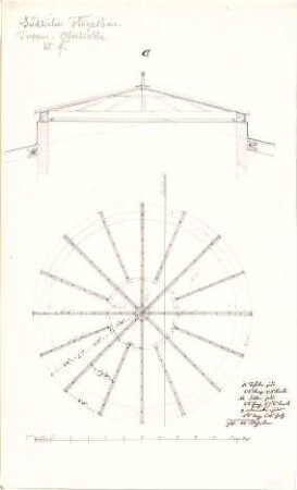 Gärtner, Friedrich von; München; Wittelsbacherpalast - Treppen im Südflügelbau - Oberlicht (Ansicht,Schnitt)