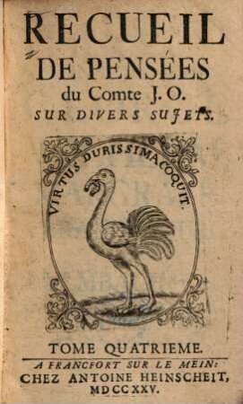 Recueil De Pensées du Comte J. O. Sur Divers Sujets, 4