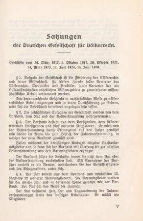 Satzungen der Deutschen Gesellschaft für Völkerrecht