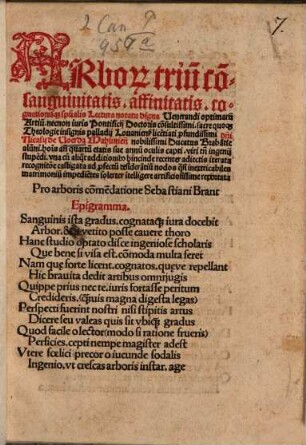 Arborum trium, consanquinitatis, affinitatis, cognationisque Spiritualis Lectura