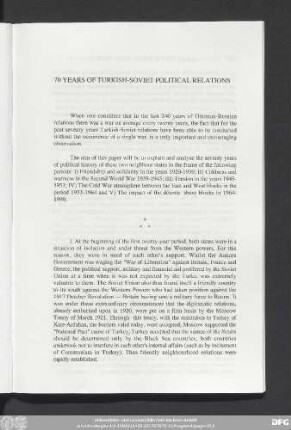 70 Years Of Turkish-Soviet Political Relations