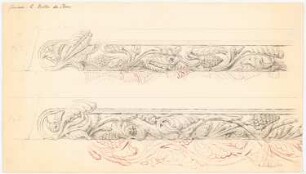 Stiftskirche, Gernrode Restaurierung: Details Deckenbalken des Chores, Blatt C, Ansichten Figuren V-VI